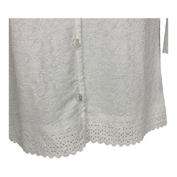 Rebecca Malone Womens Lace Button Cardigan PL Polyester/Spandex Off-White - Picture 2 of 7